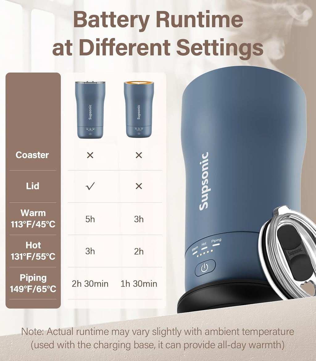 Supsonic Taza de control de temperatura, taza de café calentada recargable