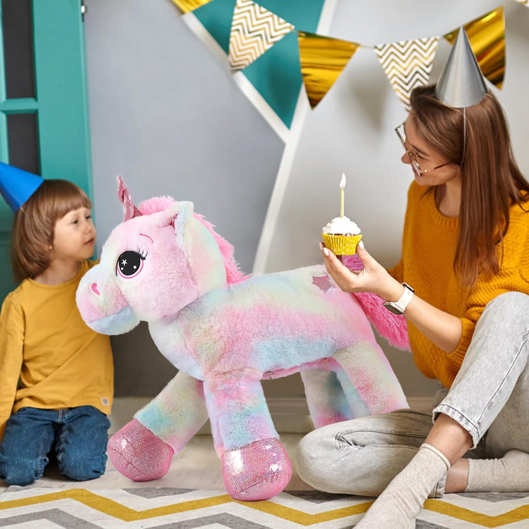 Tezituor Juguetes de peluche de unicornio gigante de 32 pulgadas, l...