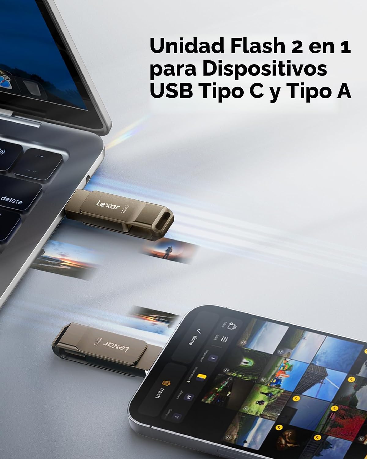 Lexar D40E 128GB Unidad de salto Dual USB 3.2 Gen 1 Tipo-C, Unidad...