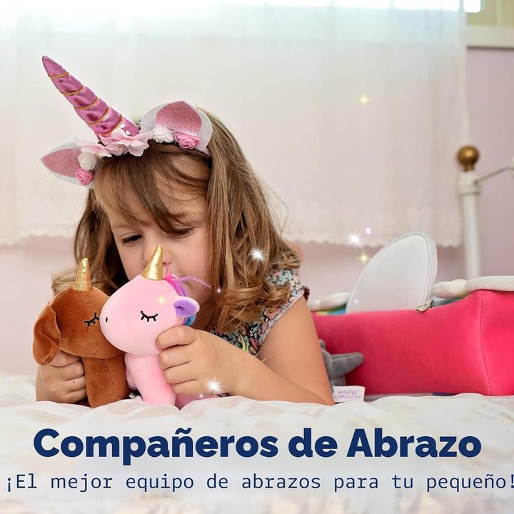 PixieCrush Juego de animales de peluche de unicornio, 5 juguetes de...