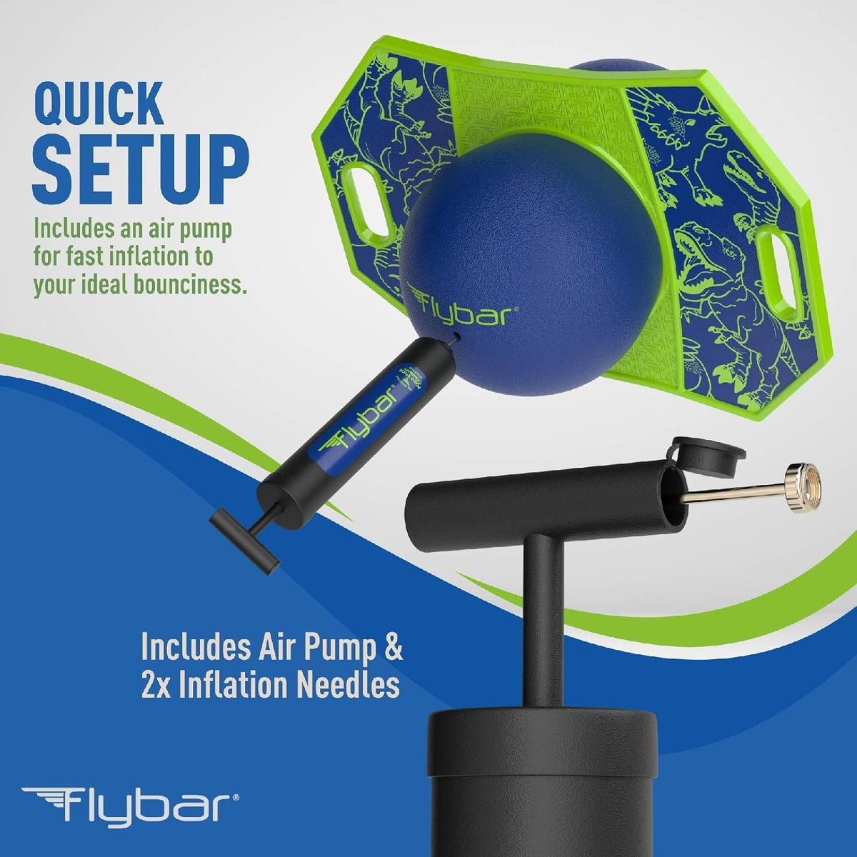 Flybar Pogo - Pelota de truco para niños, tabla de rebote de equilibrio con cubierta antideslizante, bomba incluida, juguetes para interiores y exteriores para niños y niñas, forma divertida de