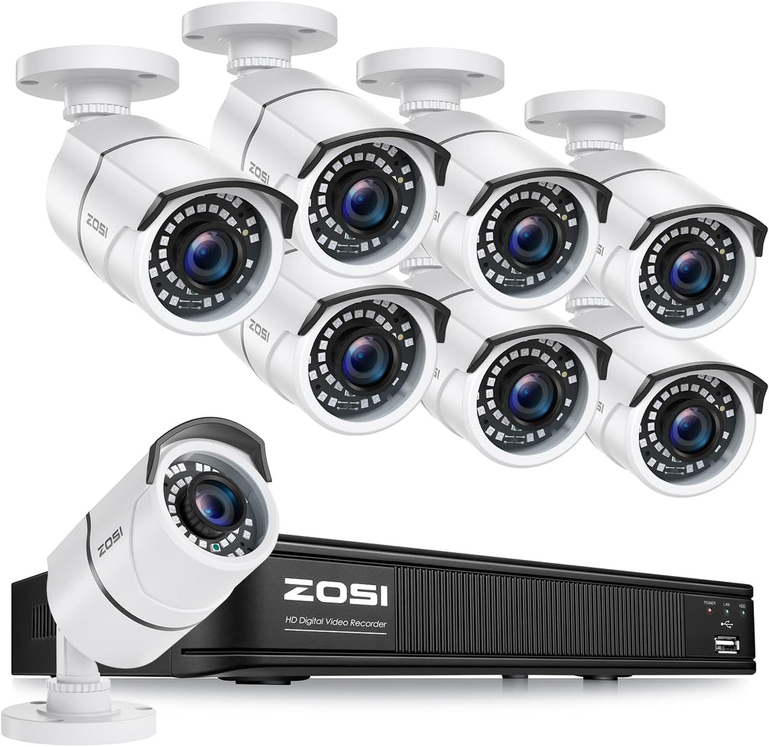 ZOSI Sistema de cámara de seguridad H.265+ de 1080p para el hogar,...