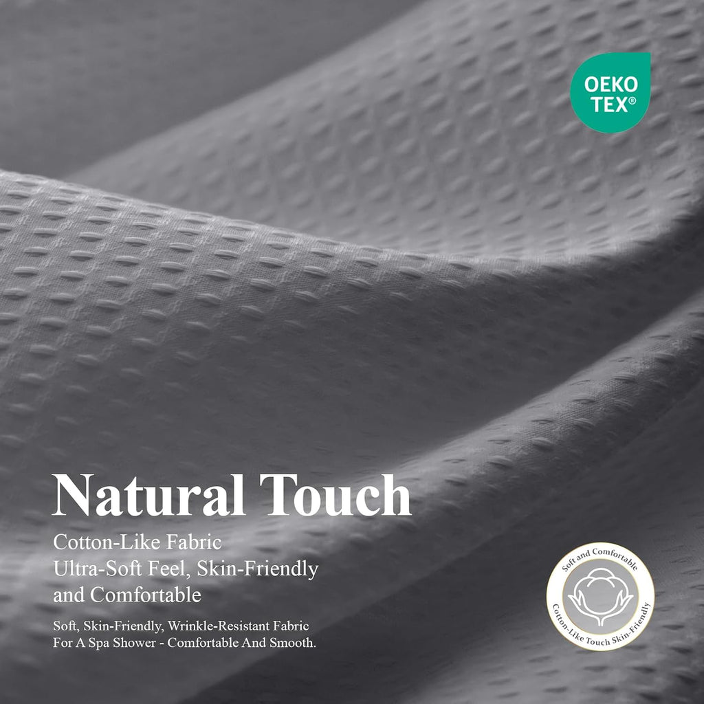 Juego de cortina de ducha 3 en 1 con tejido waffle y forro PEVA 72Wx72H Gris