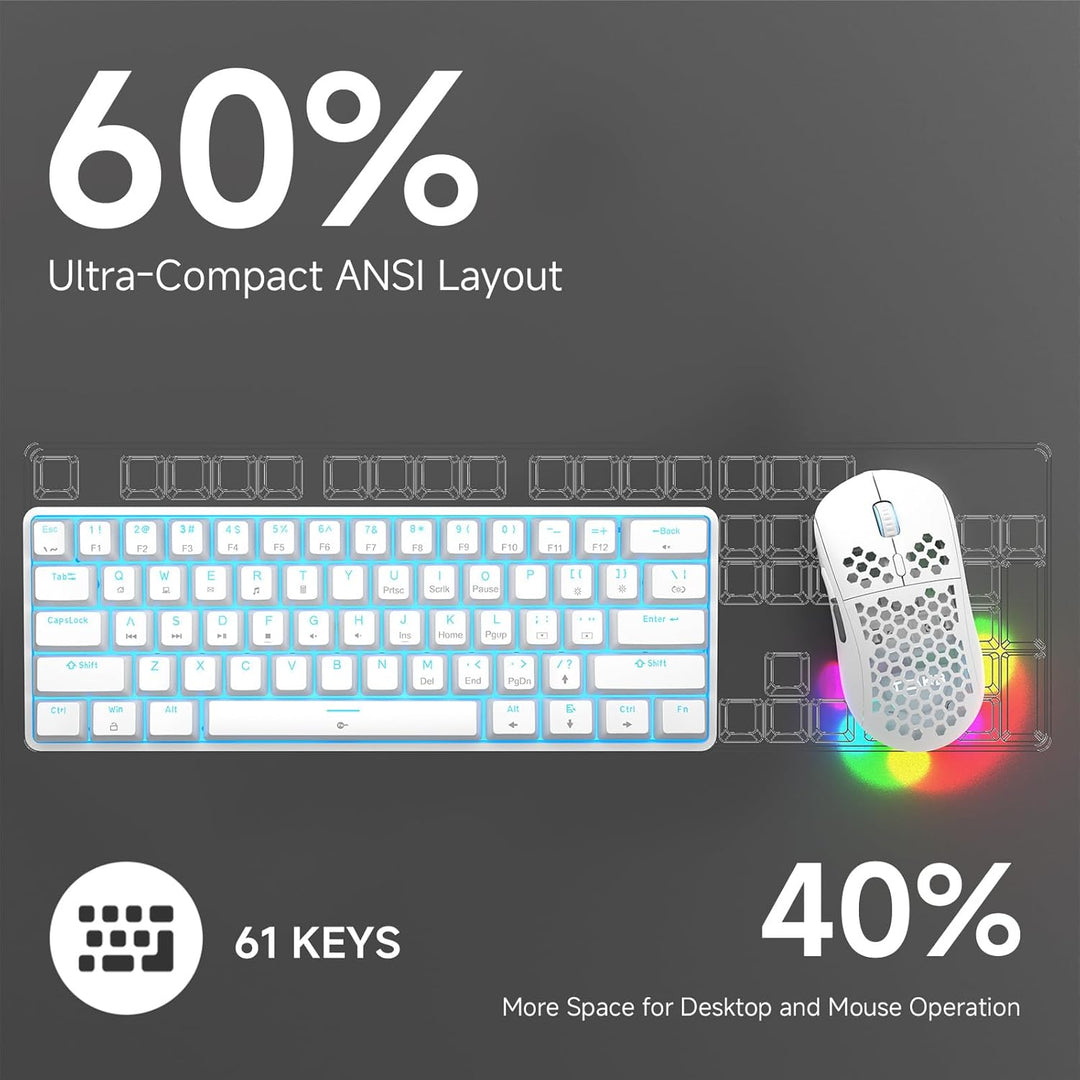 TMKB Teclado Mecánico para Juegos 60%, Interruptor Lineal Rojo, Ret...