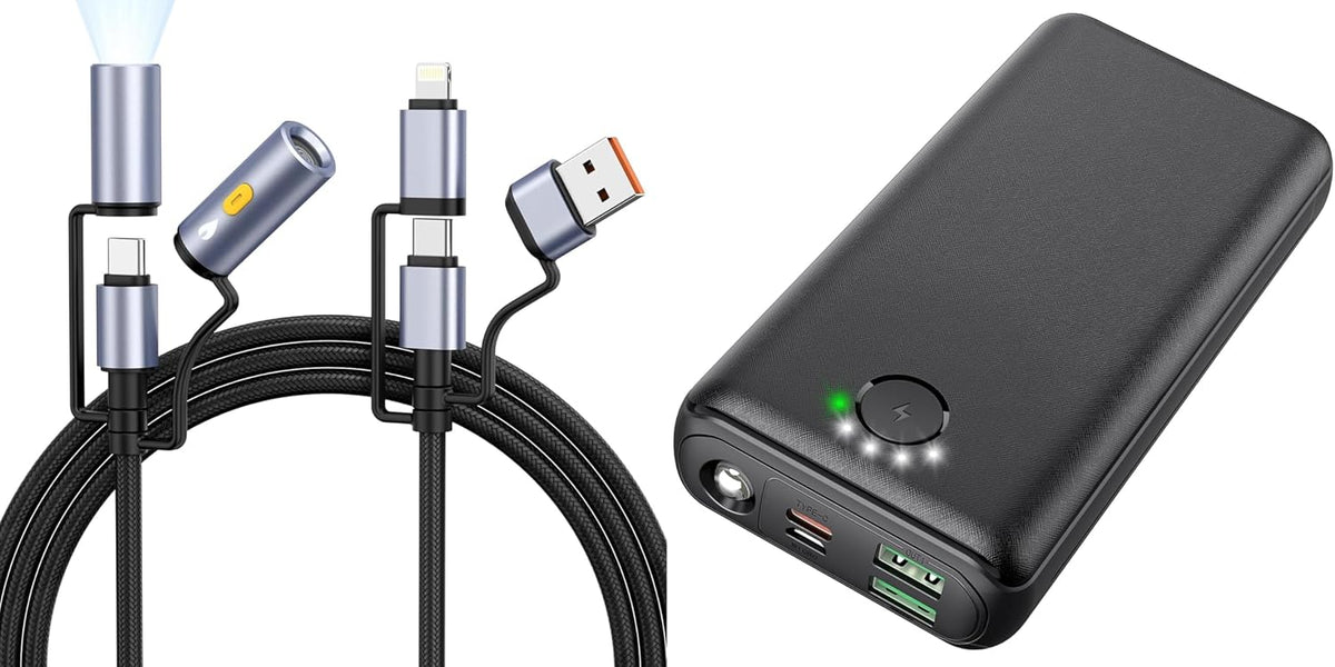 DAOLOT Batería externa de 30000 mAh + paquete de cables de carga 5...