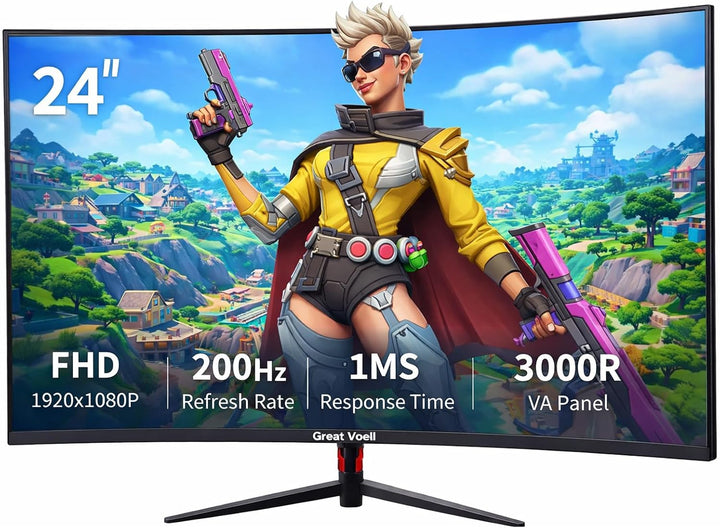 Great voell Monitor curvo para juegos de 24 pulgadas 200Hz, pantall...