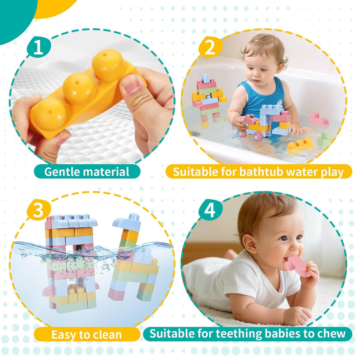 Mega bloques multicolores para niños pequeños de 1 a 3 bloques de