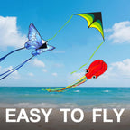 Cometas para niños y adultos, juego de cometas de playa para principiantes, paquete de cometas grandes y fáciles de volar para niños y niñas, incluye cuerda de cometa, perfecto para actividades al