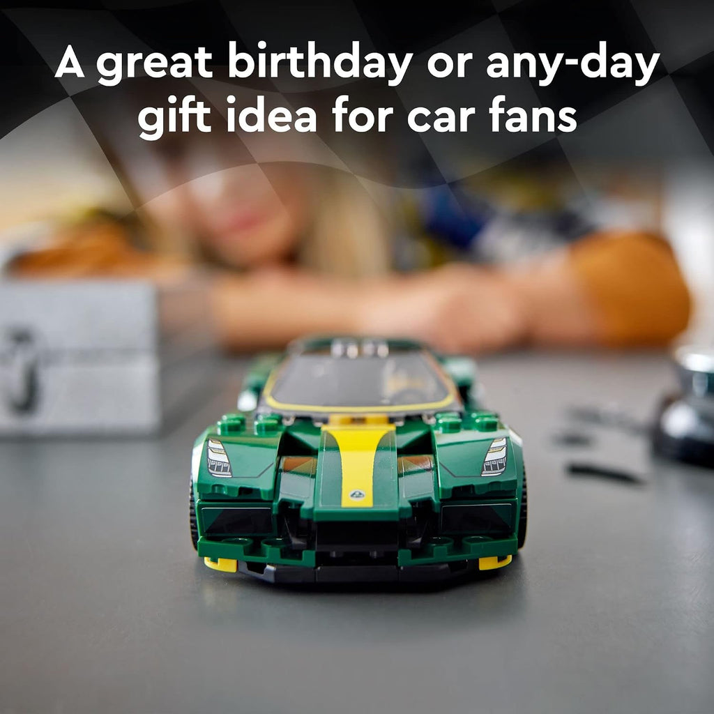 LEGO Speed Champions Lotus Evija 76907 Modelo de juguete de coche de carreras para niños, juego coleccionable con minifigura de conductor de carreras