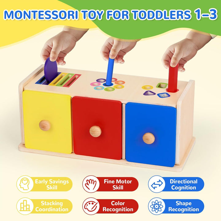 Juguetes Montessori de madera para niños de más de 1 año, habilidad...