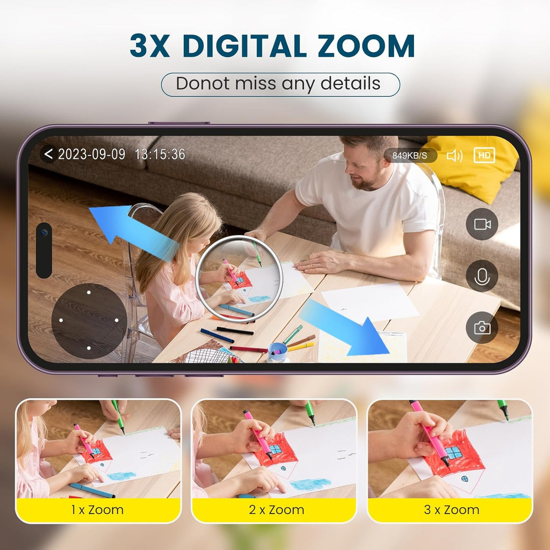 litokam Cámara de seguridad 2K para interiores, cámaras panorámicas...
