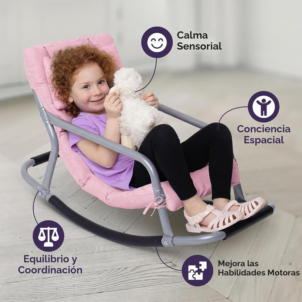 Special Supplies Mecedora sensorial para niños, cómoda mecedora para niños, silla de suelo versátil con tela suave y estabilidad para sala de juegos, dormitorio o guardería (a partir de 3 años) (rosa)
