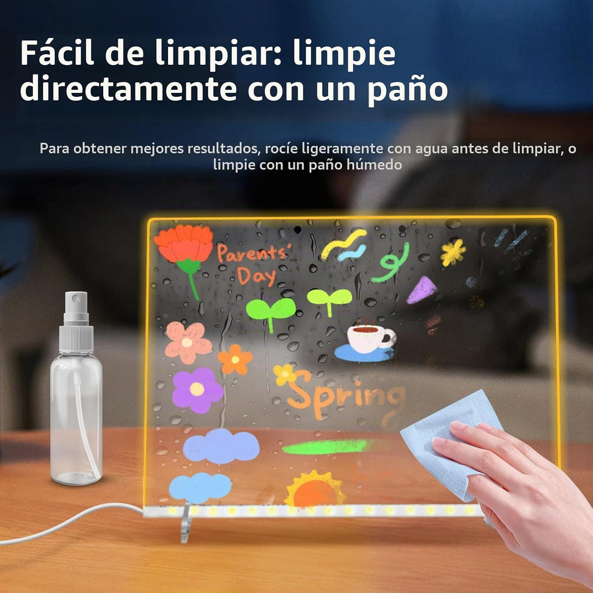 Tablero de dibujo LED con 8 colores, tableros de mensajes acrílicos de 13 x 10 pulgadas con 13 efectos de luz, tablero de garabatos brillantes, regalos para niños, para Pascua, Halloween