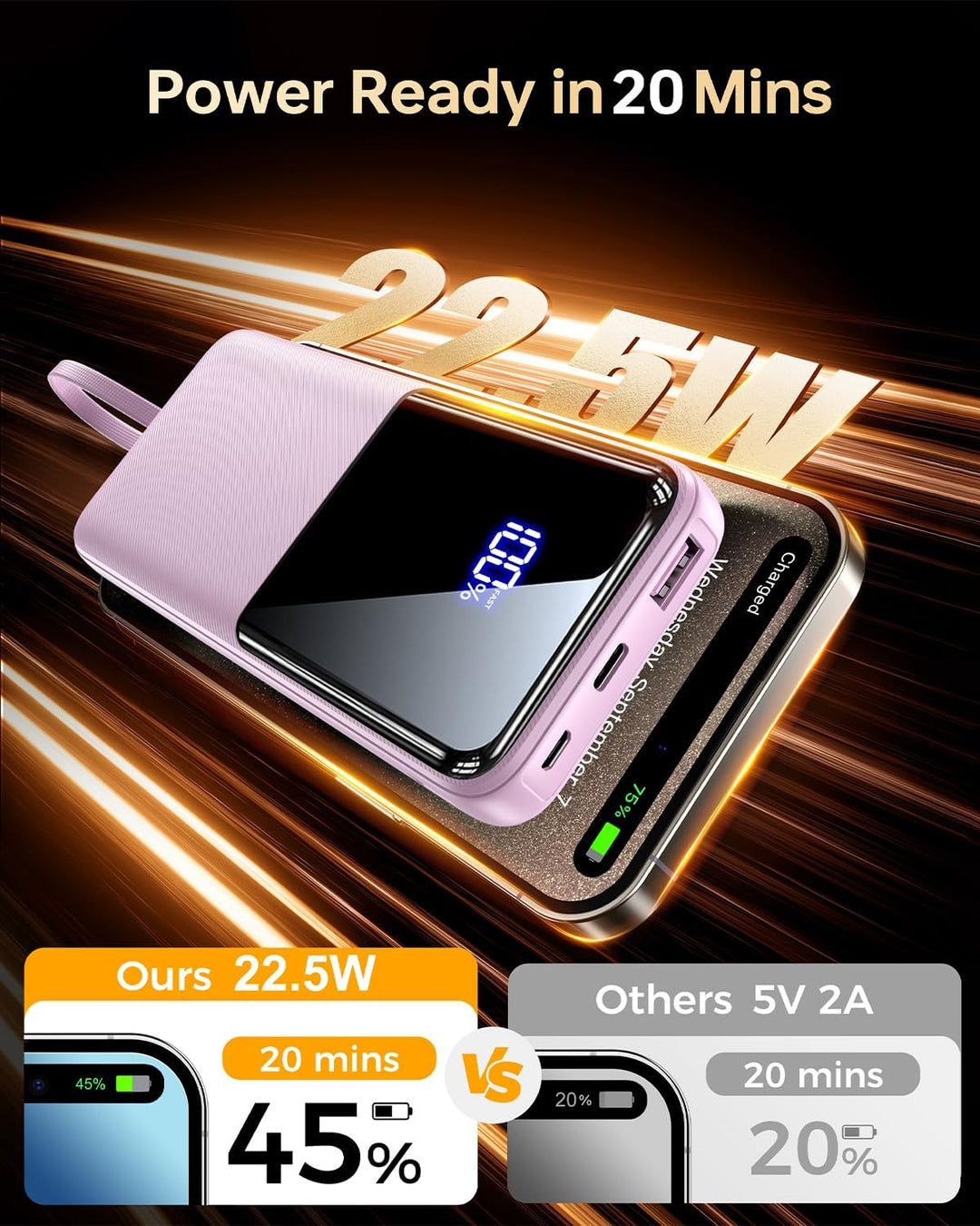 CFIAI Cargador portátil con batería de 15000 mAh, cargador de teléf...
