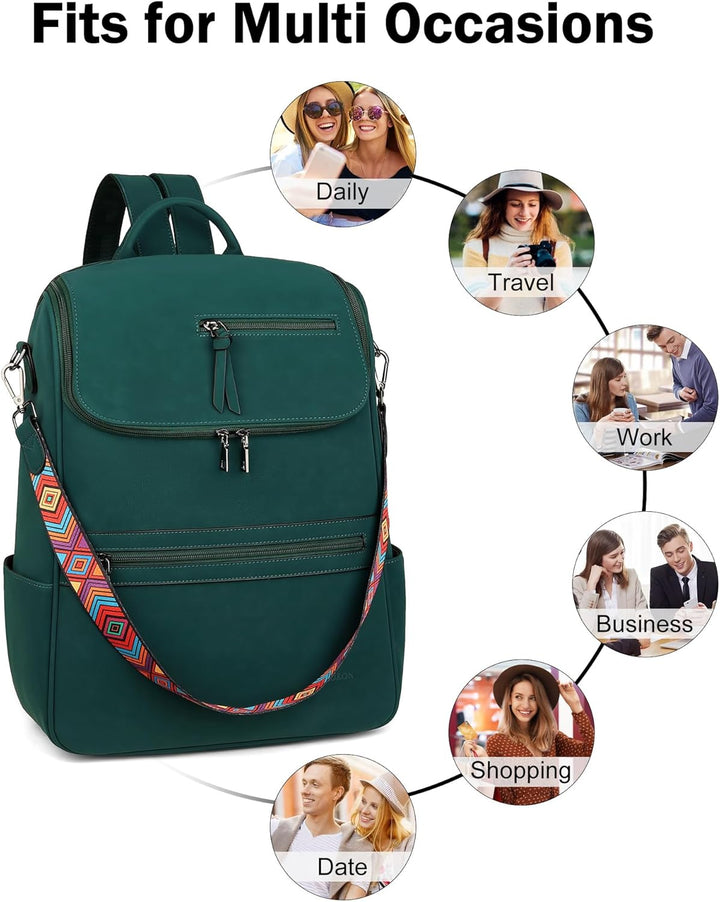 FADEON Mochila para computadora portátil para mujer, mochila de via...