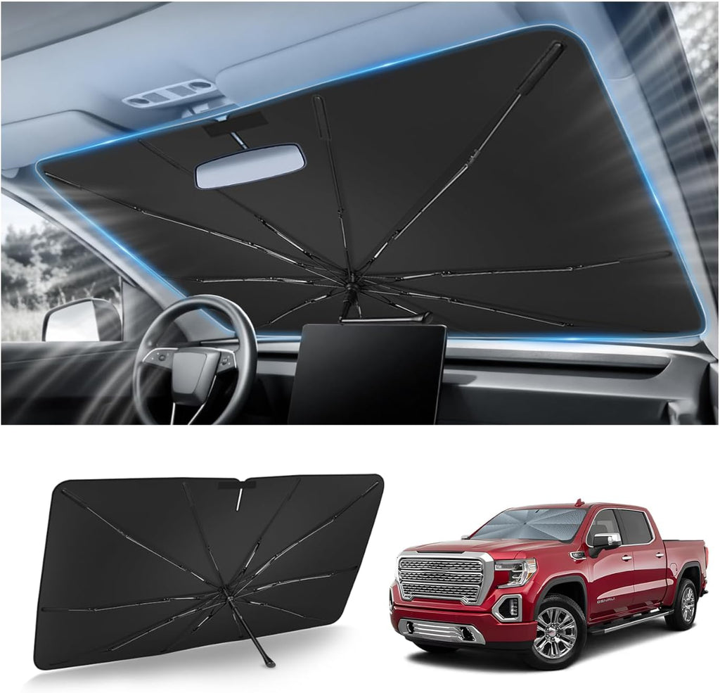 Parasol para parabrisas Autorder para Chevrolet Silverado / GMC Sierra 1500 2500 3500 2019-2026, material de cristal de hielo mejorado, sombrilla de bloqueo solar para parabrisas del automóvil