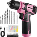 WORKPRO 8V Rosa Set de Taladro Inalámbrico para Mujeres con Juego de Brocas, 54Piezas