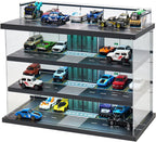 Estuche de exhibición para Hot Wheels Garage y autos Matchbox con luz LED, estuche de almacenamiento para Hot Wheels, diorama de garaje de estacionamiento con 4 niveles, máximo 58 autos a escala 1/64