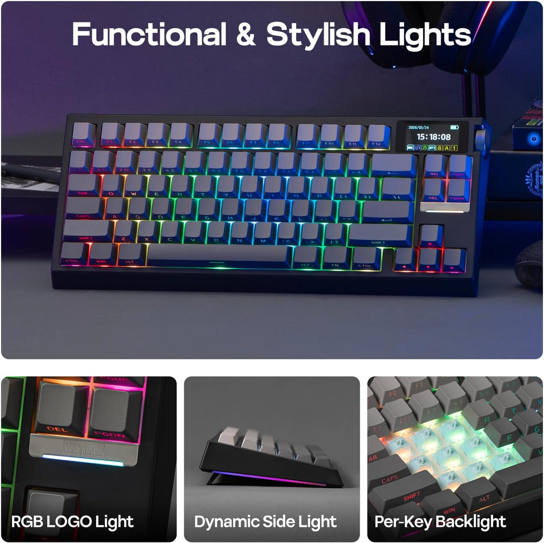 EPOMAKER G84 PRO Teclado mecánico inalámbrico, 75% teclado para jue...