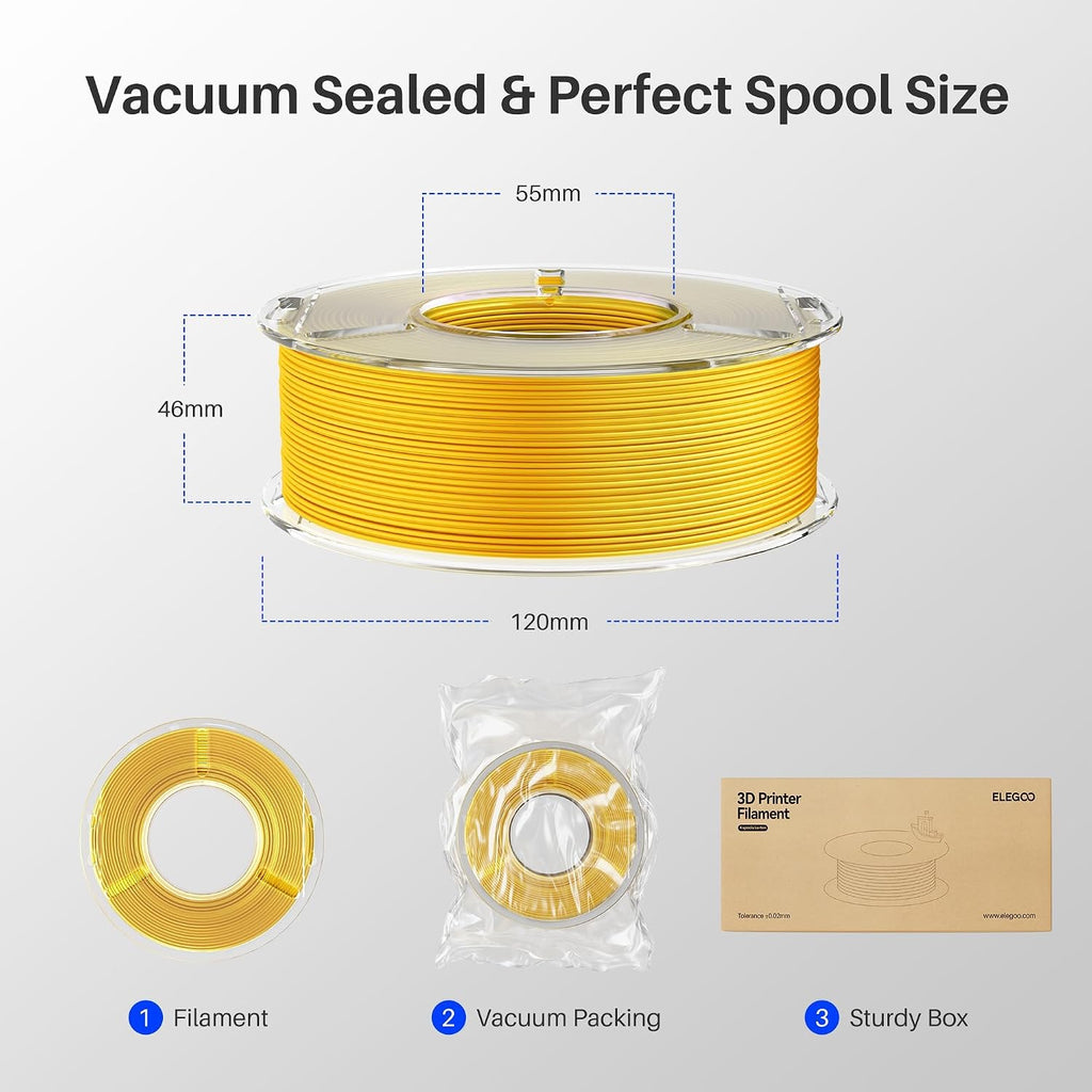 ELEGOO Paquete de Filamento Seda PLA 1.75mm, Filamentos para Impres...