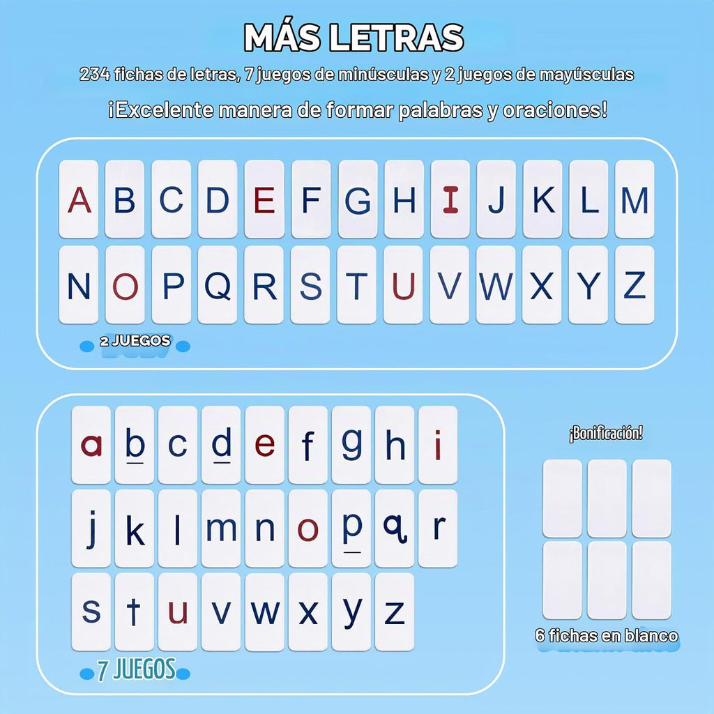 JoyCat Azulejos magnéticos de letras 234PCS, alfabeto, tablero magnético de
