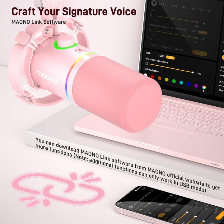 MAONO Kit de micrófono dinámico XLR\/USB, micrófono RGB para juegos...