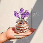 Figuras de Rosas de Cristal, Regalos para Mujeres Día de San Valentín, Adorno Floral de Vidrio para Día de la Madre, Cumpleaños, Navidad, Amatista, Flores de Rosa Coleccionables, Regalos Florales de