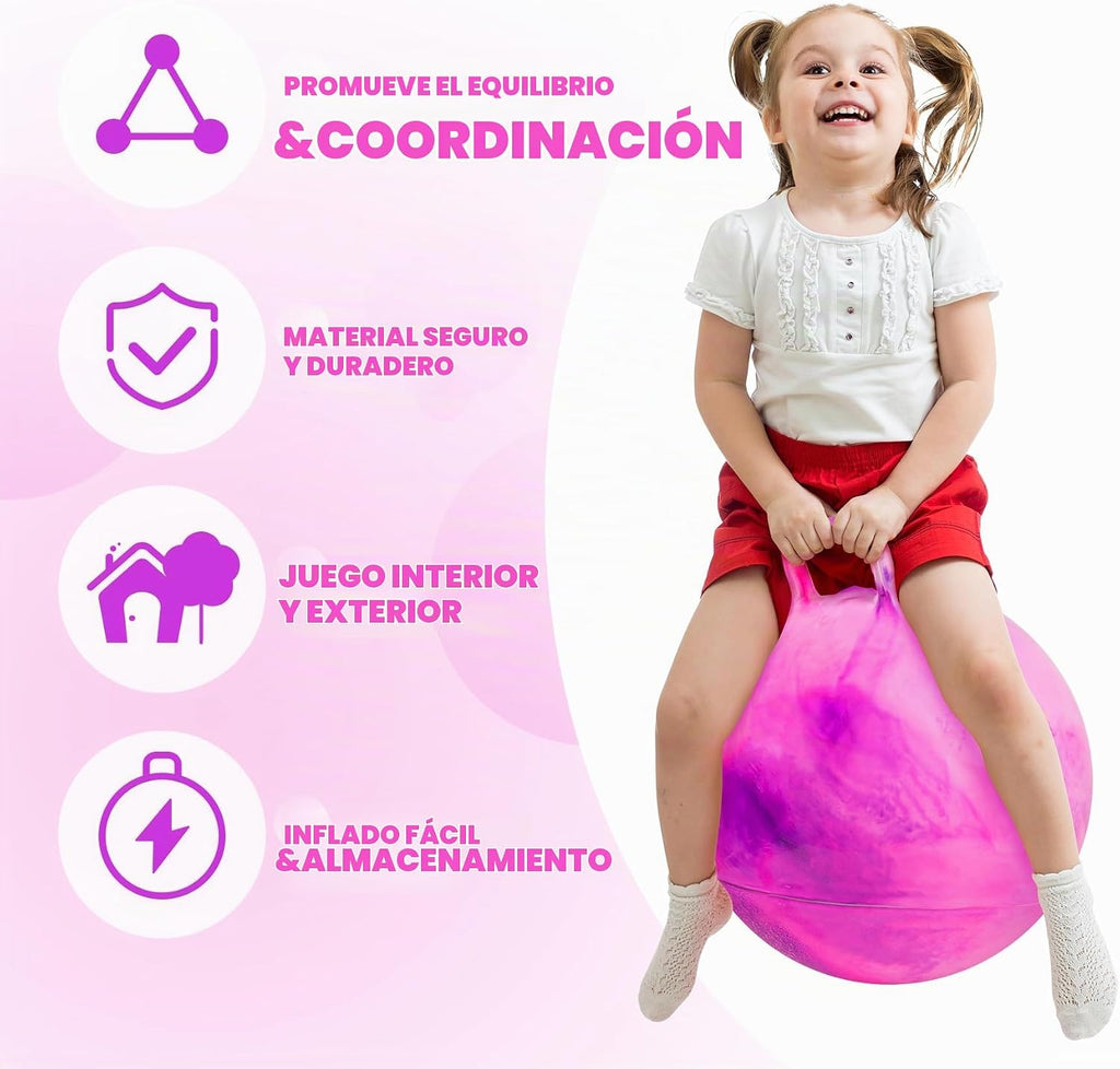 Upper Rider - Pelota de tolva para niños de 3 a 8 años, pelota hinchable de 18 pulgadas con asa, color rosa