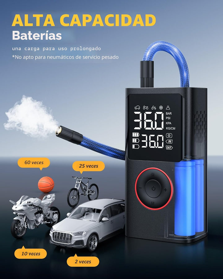 Powools Inflador de neumáticos, compresor de aire portátil, bomba d...