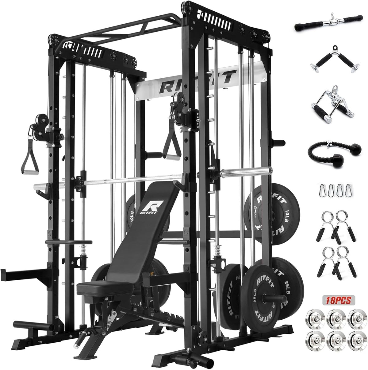 RitFit M1 Pro Smith Máquina Cable Crossover Power Cage Gimnasio en Casa