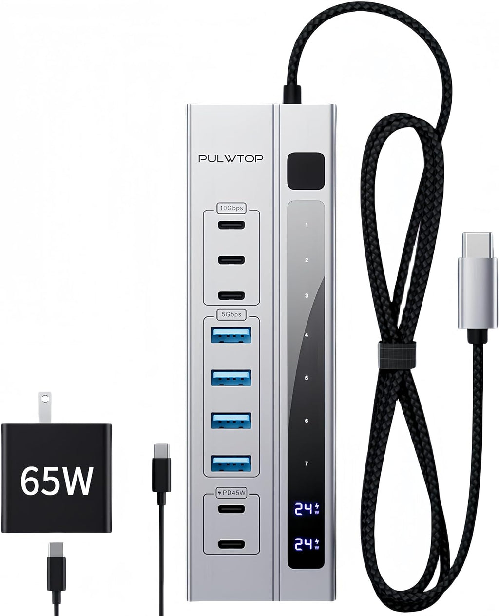 PULWTOP, BH-221D, hub USB 3.2, alimentado