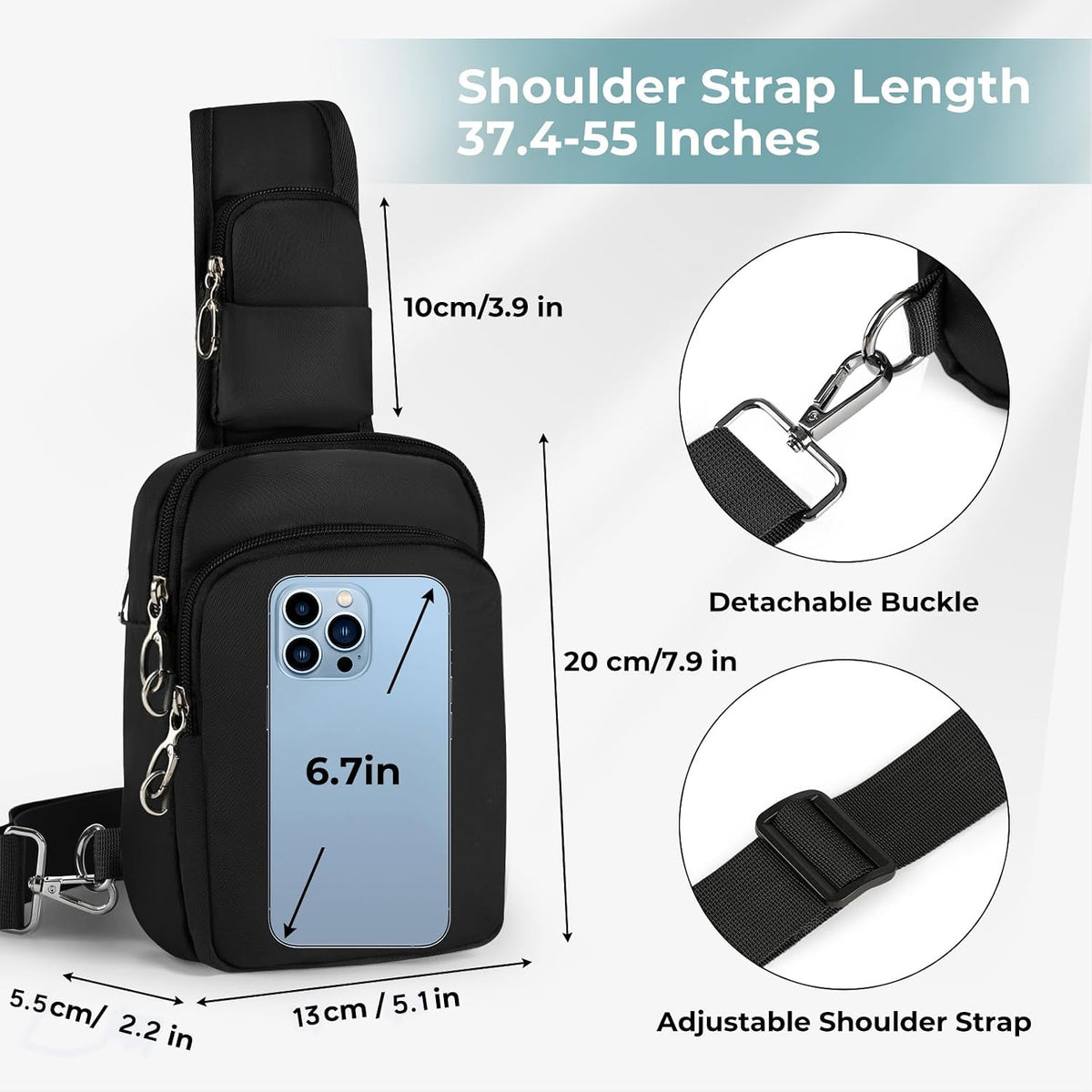 BROADREAM Bolso bandolera con cierre antirrobo, bloqueo RFID y resistente al agua para viajes, trabajo y deportes