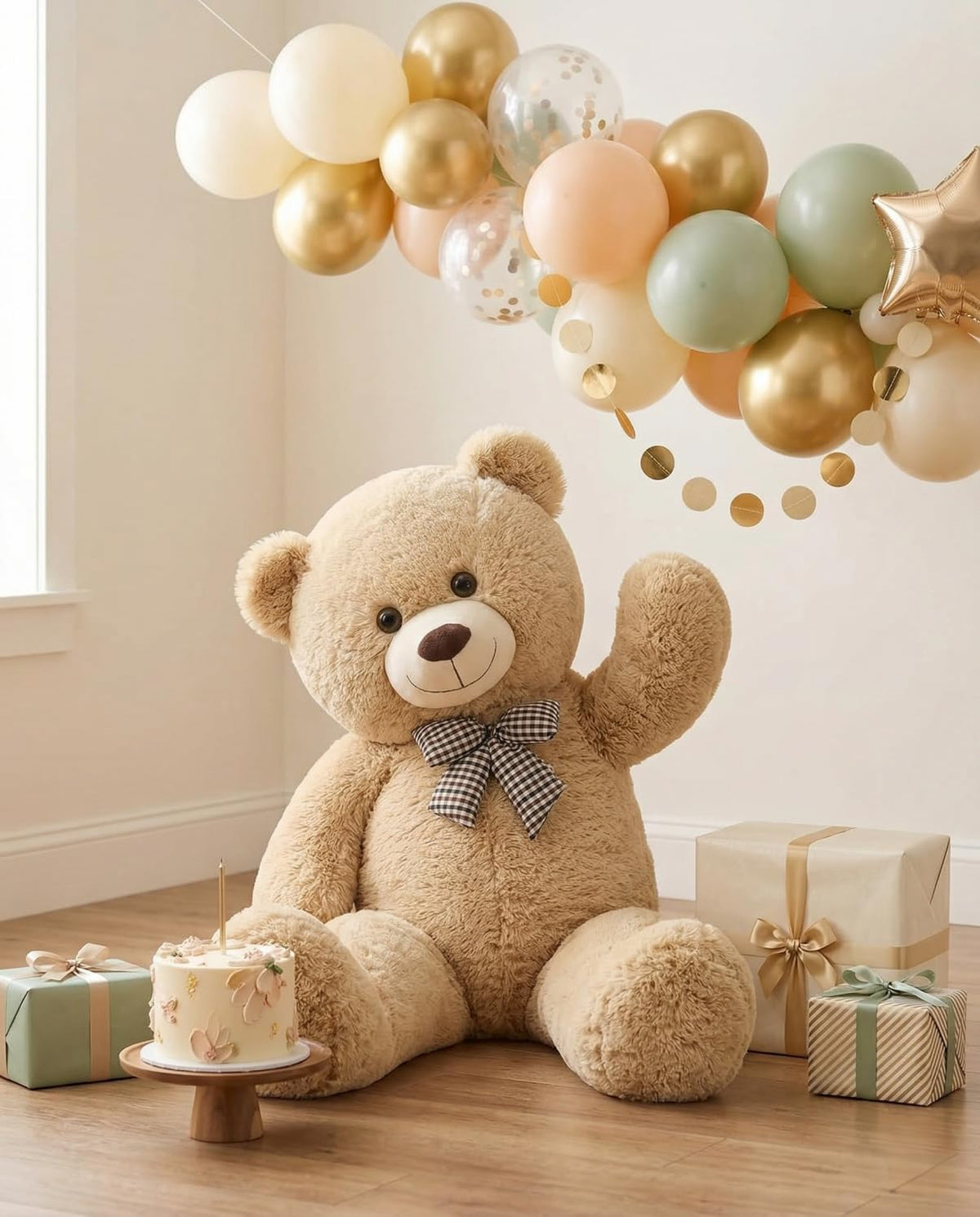 MaoGoLan Oso de peluche gigante – Ultra suave y lindo animal de peluche grande de 39 pulgadas, perfecto para baby showers, cumpleaños, regalos del día de San Valentín (niños, parejas, familia), bronceado