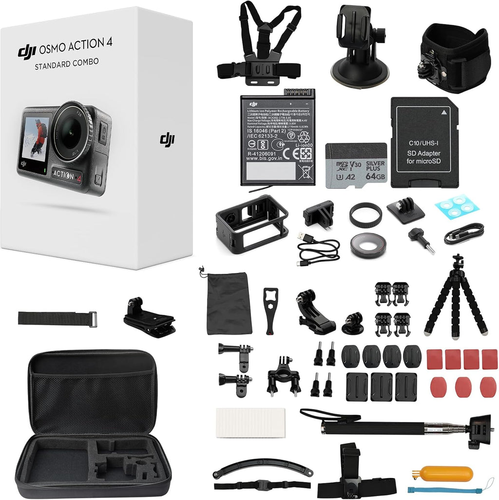 DJI Osmo Action 4 - Paquete de cámara de acción impermeable, sensor de 1"