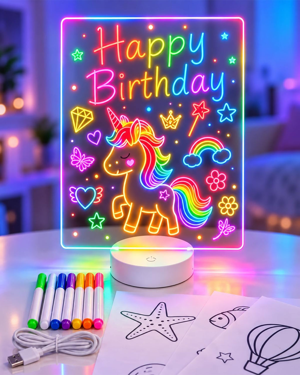 Tablero de dibujo LED para niños de 3 a 12 años, kits de arte con luz para