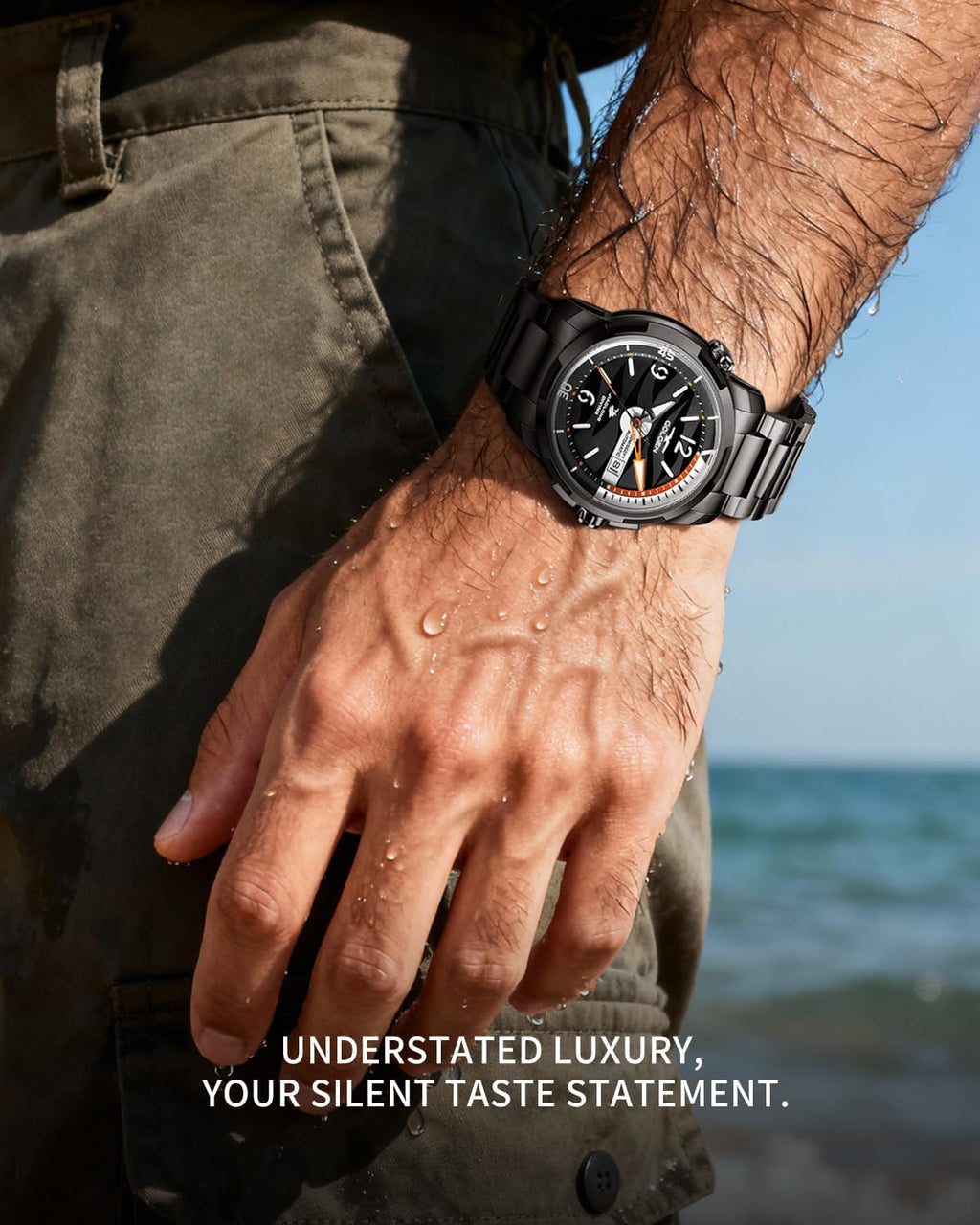 200M - Reloj de pulsera impermeable para hombre, reloj suizo luminoso de cristal de zafiro sintético con movimiento de alta frecuencia importado y acero inoxidable 316L, reloj de visualización