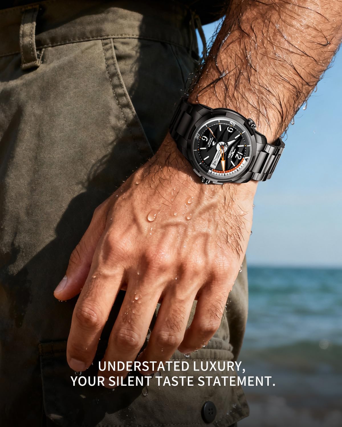 200M - Reloj de pulsera impermeable para hombre, reloj suizo luminoso de cristal de zafiro sintético con movimiento de alta frecuencia importado y acero inoxidable 316L, reloj de visualización