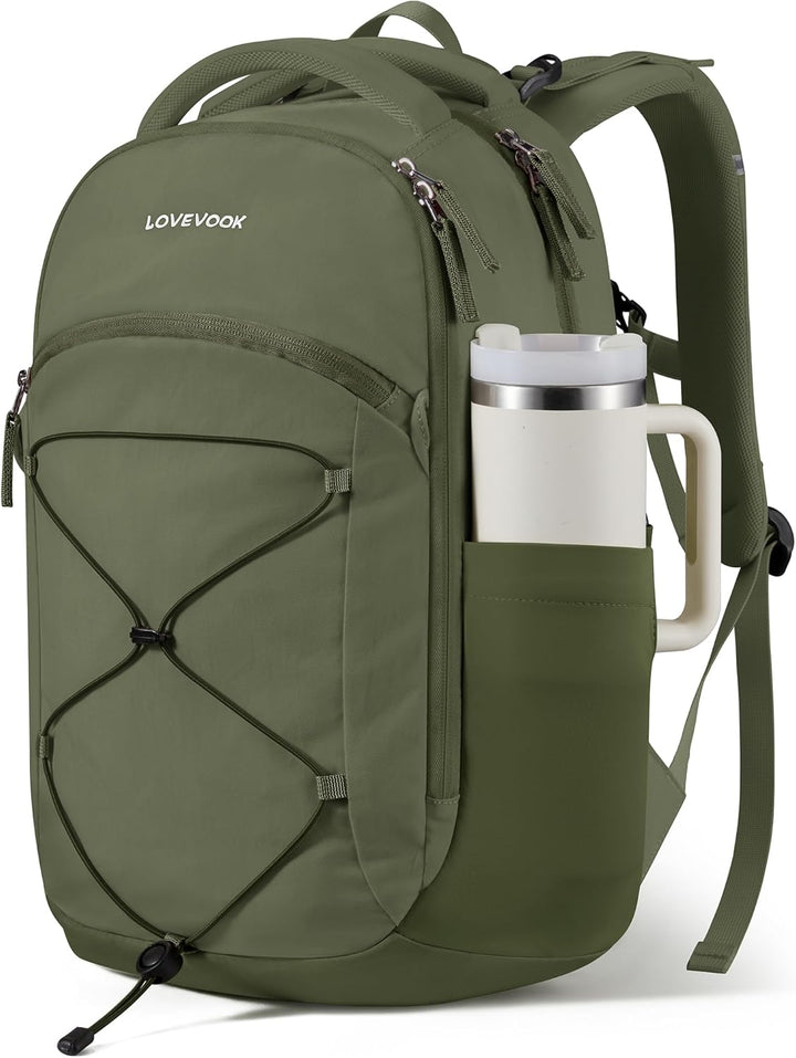 LOVEVOOK Mochila de viaje para laptop, Verde oliva, 15,6 pulg., Via...
