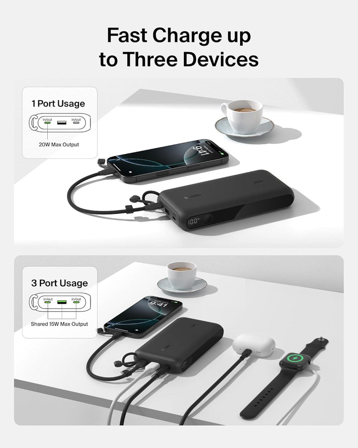 Belkin Cargador portátil, cargador de batería USB-C de 20,000 mAh c...