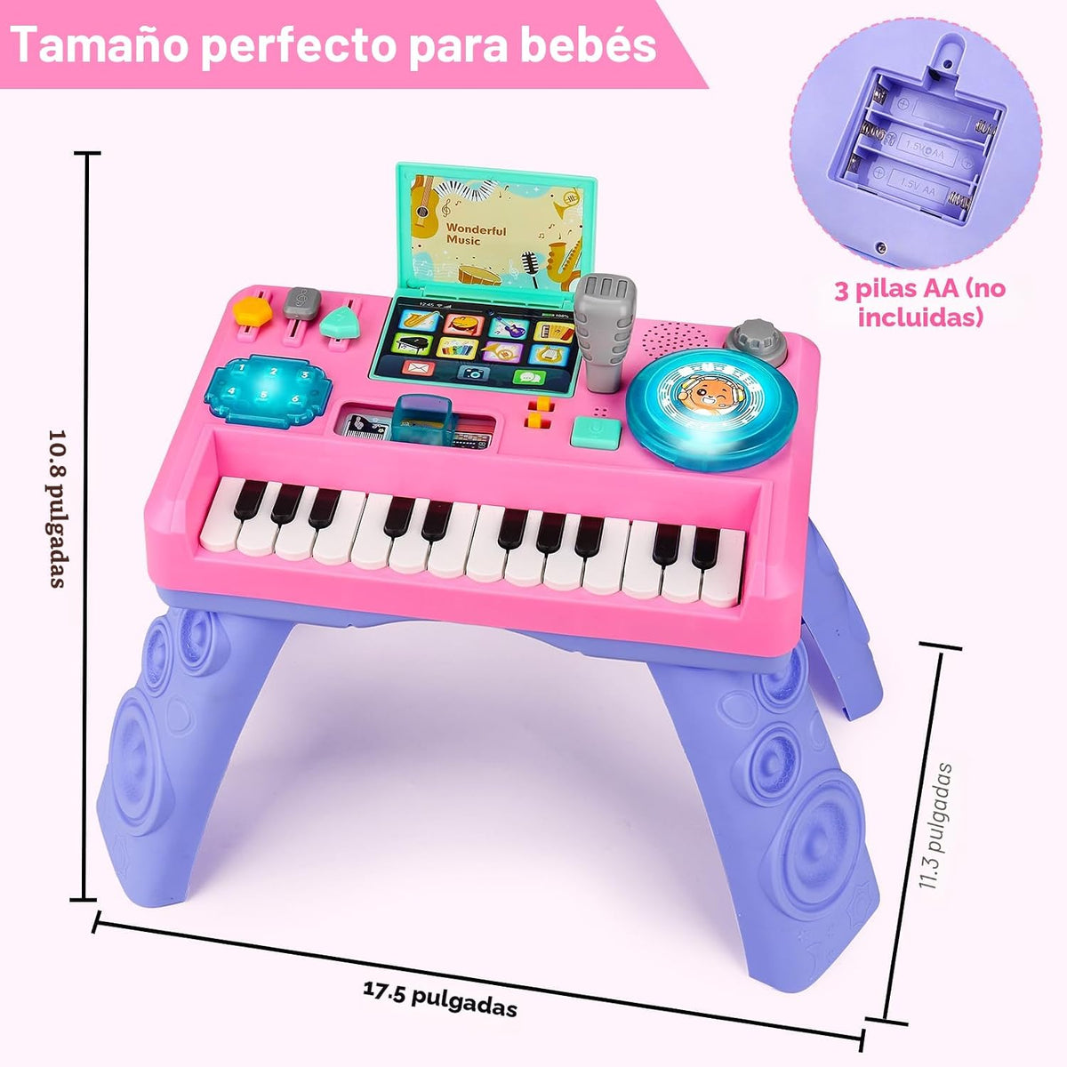 Baby DJ Table - Piano musical para niños pequeños con música y