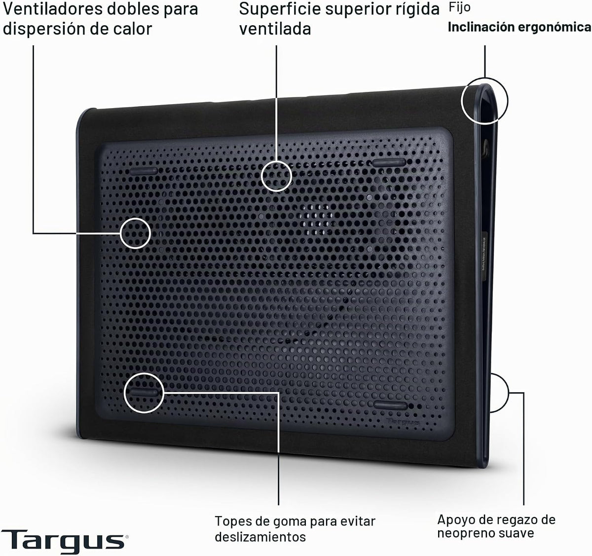 Targus Alfombrilla de Enfriamiento para Regazo con Doble Ventilador de 17 Pulgadas, Tilted