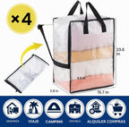 TAILI Paquete de 4 bolsas de mudanza transparentes con correas de mochila ajustables, suministros de mudanza, alternativa de cajas de mudanza, contenedores de almacenamiento resistentes para embalaje