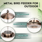 Comederos metálicos para pájaros para colgar al aire libre, bandeja