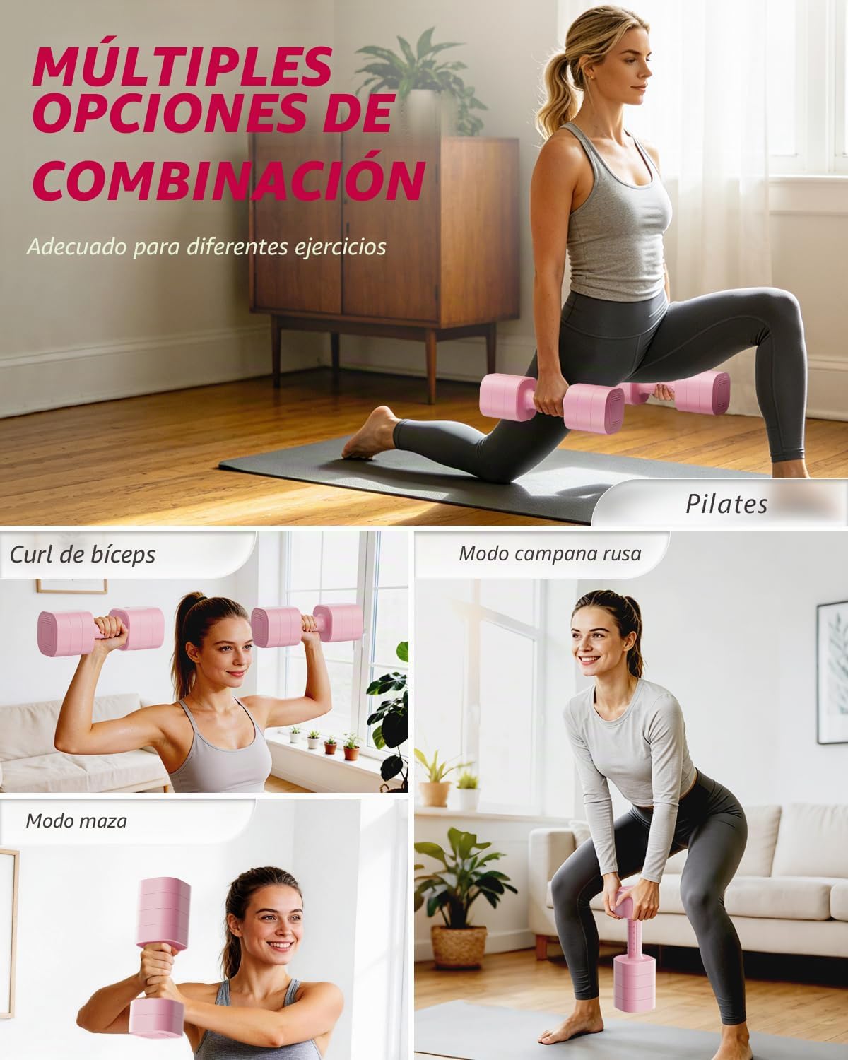 Juego de 2 mancuernas ajustables, pesas para hombres y mujeres en casa, mango antideslizante, juego de mancuernas 3 en 1, 2 libras, 3 libras, 5 libras, 10 libras, 15 libras, 20 libras, para