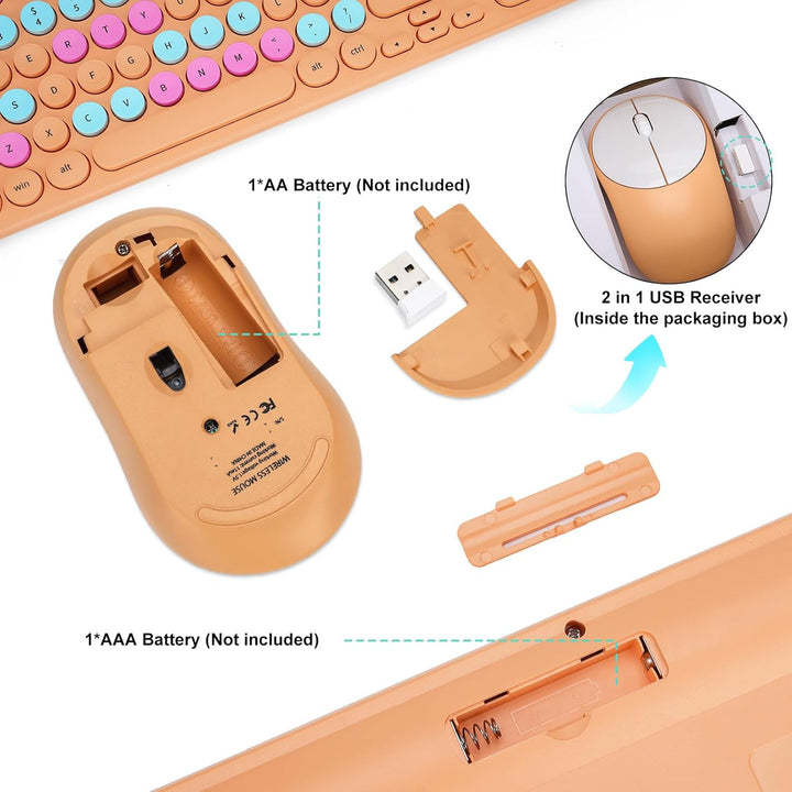 Combo de teclado y mouse inalámbricos, teclado retro de máquina de...