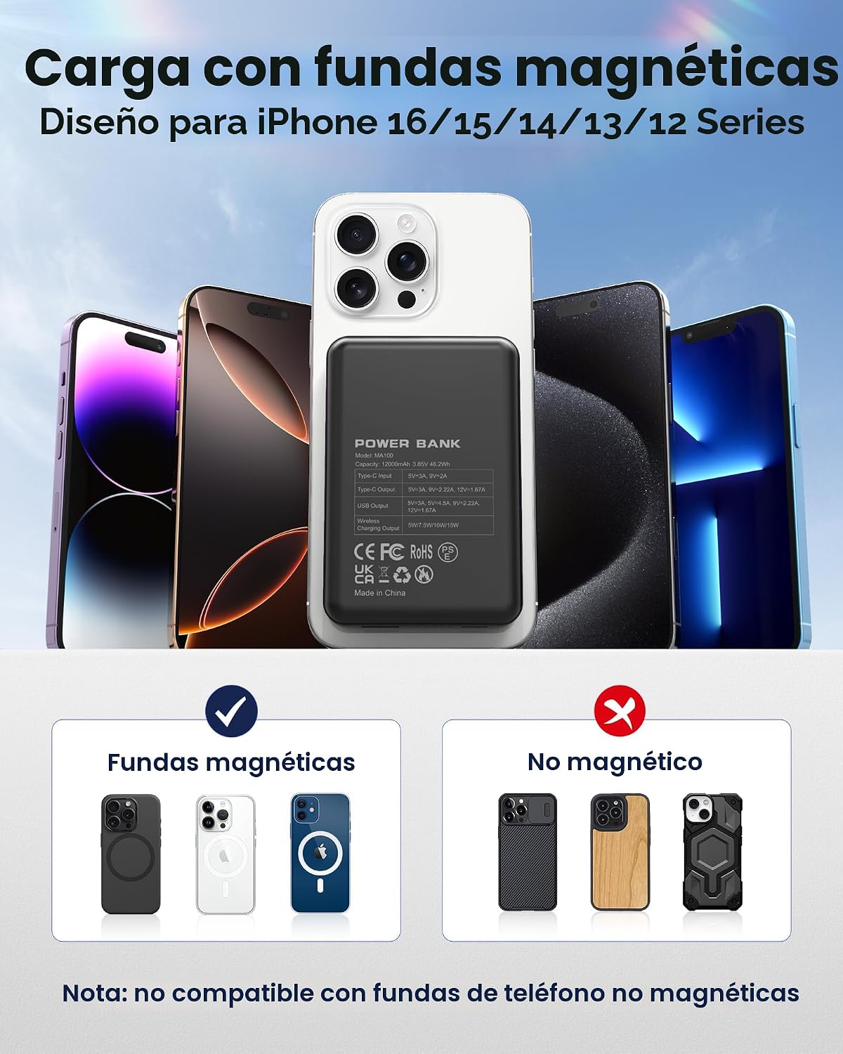 Aterob para Magsafe Cargador Portátil Paquete de Batería - Banco de...