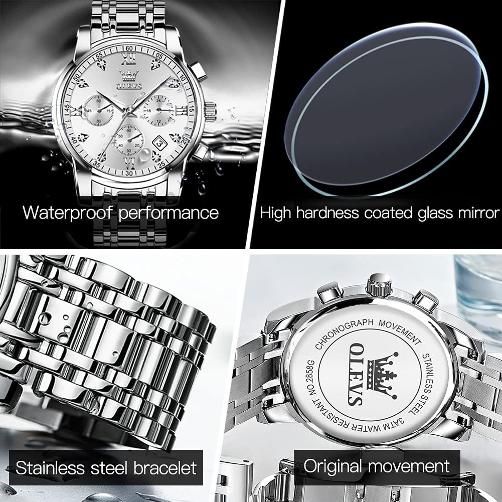 OLEVS Reloj multifunción para hombre, cronógrafo luminoso impermeable con