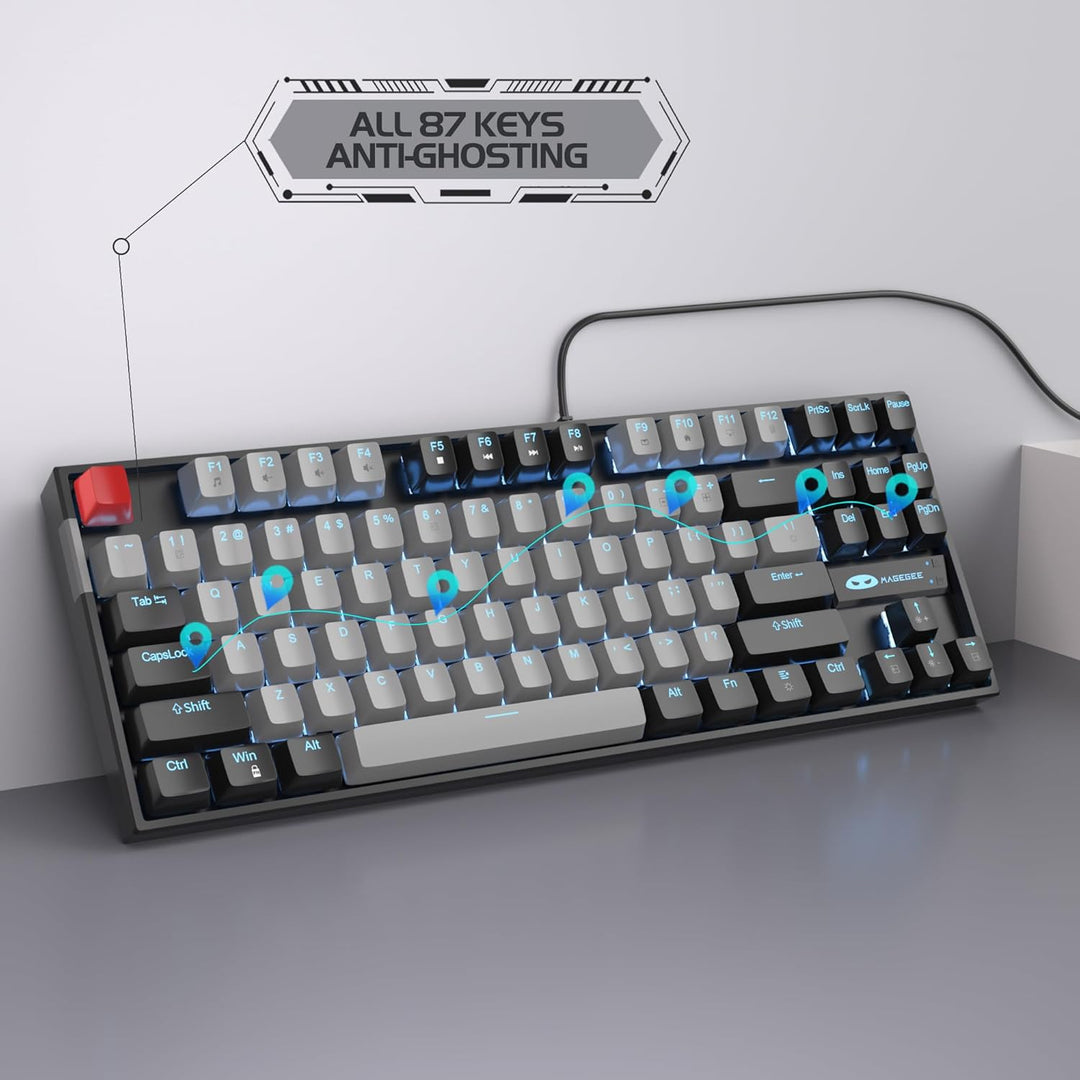 MageGee Teclado mecánico 75% para juegos, interruptor azul, retroil...