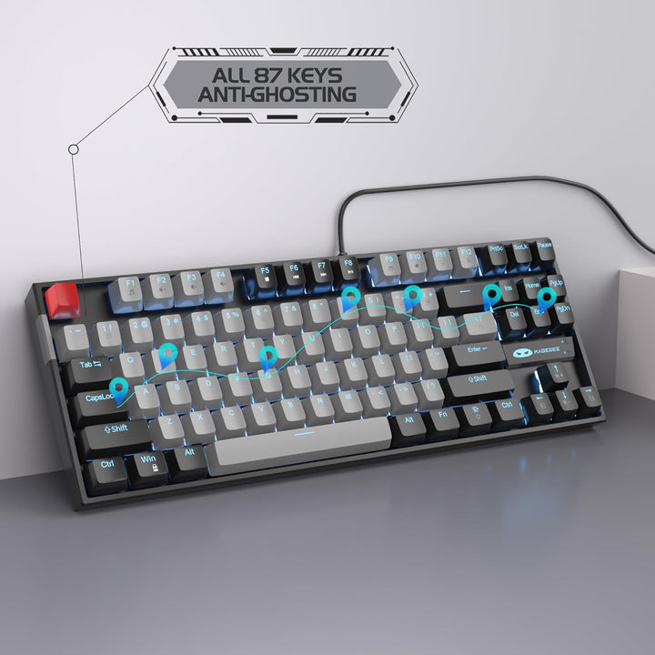 MageGee Teclado mecánico 75% para juegos, interruptor azul, retroil...