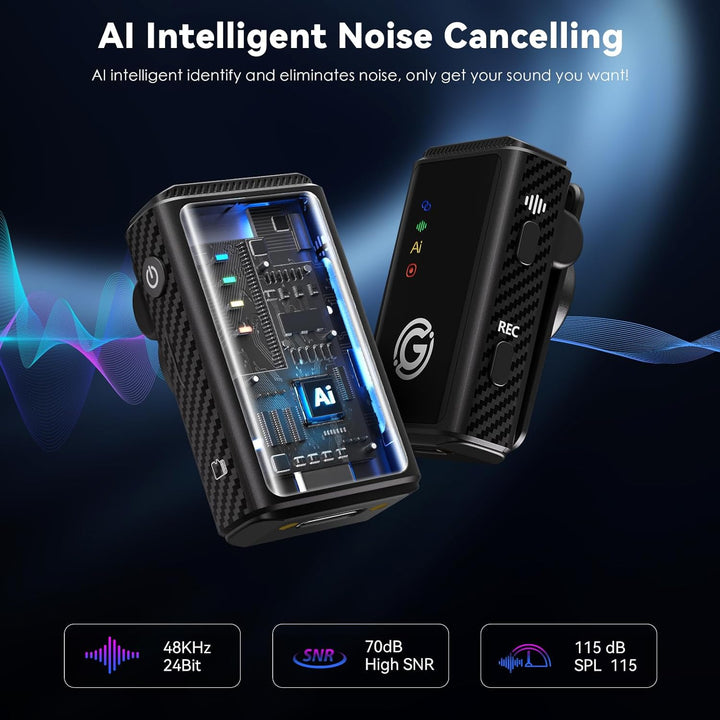 Gamiity Micrófono inalámbrico para iPhone\/Android\/cámara, cancela...
